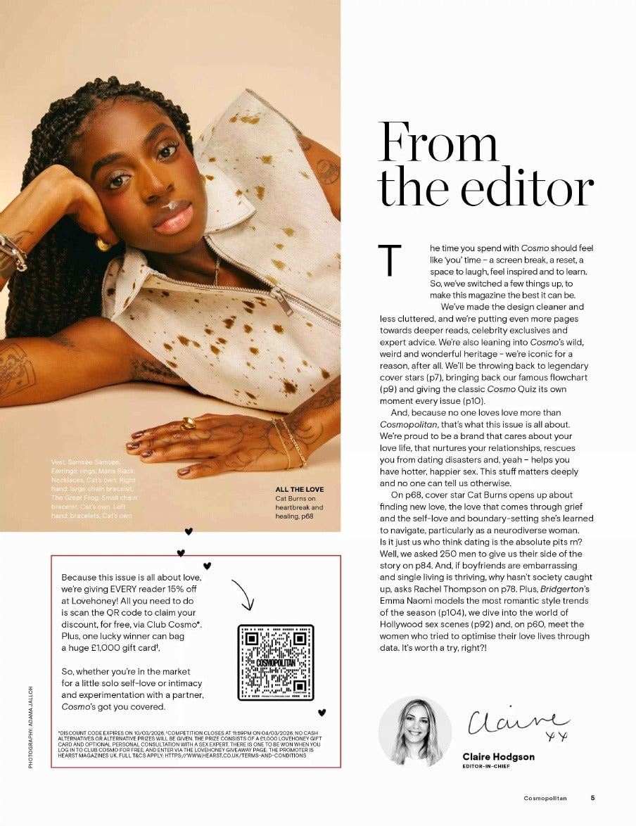 Tạp Chí Cosmopolitan (UK)  – February/March 2026 - Cat Burns