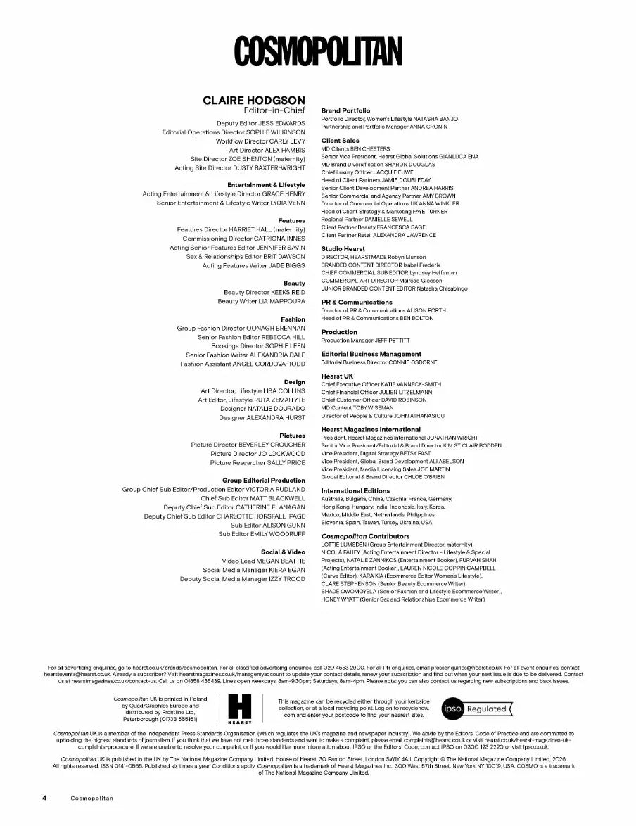 Tạp Chí Cosmopolitan (UK)  – February/March 2026 - Cat Burns