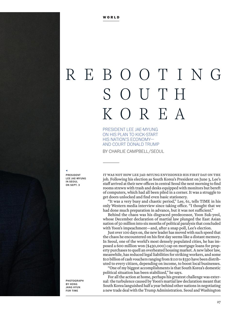 Tạp Chí TIME Magazine #September 29, 2025 - President Lee Jae-Myung-Kallos