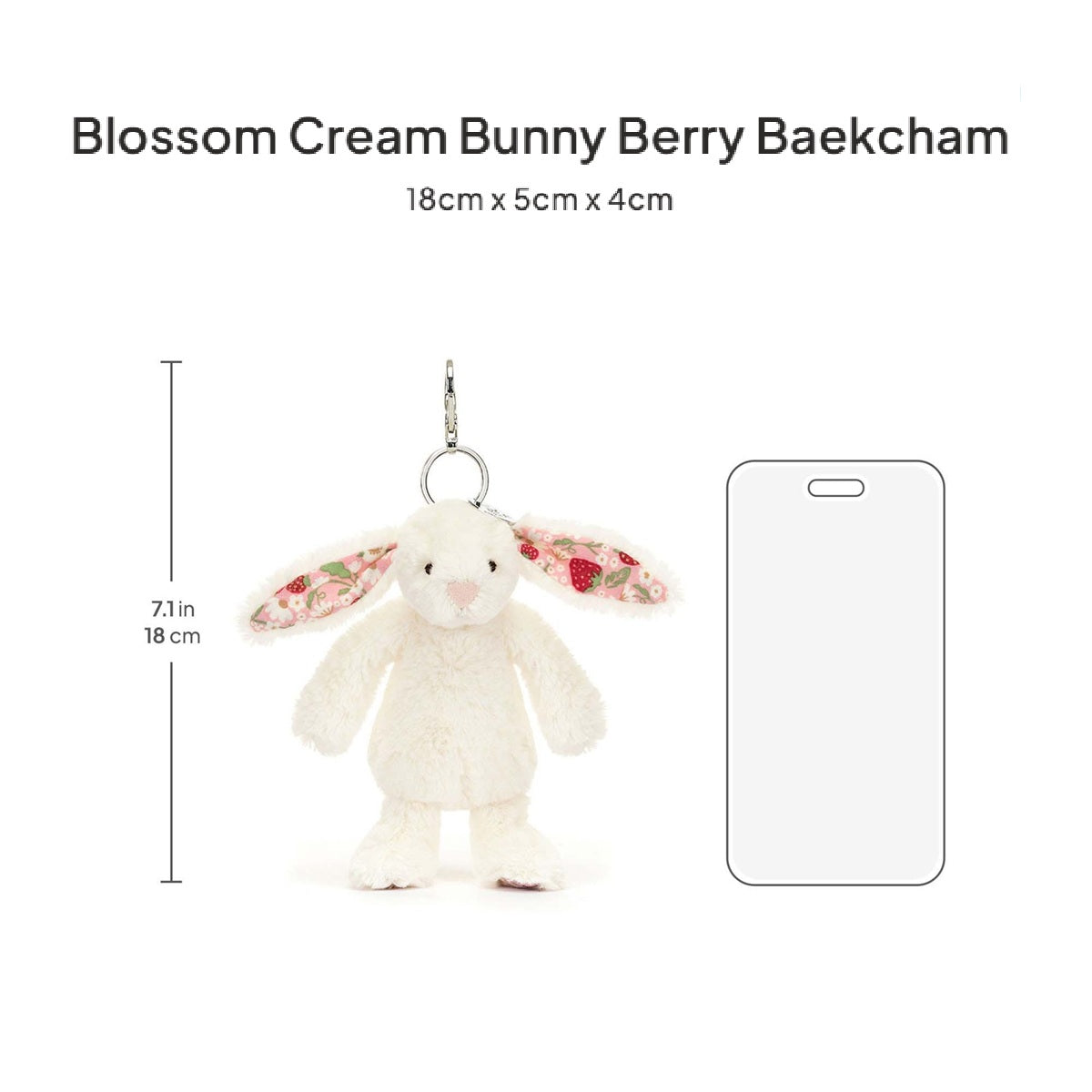 Thú Bông JELLYCAT Blossom Cream Bunny Berry Bag Charm