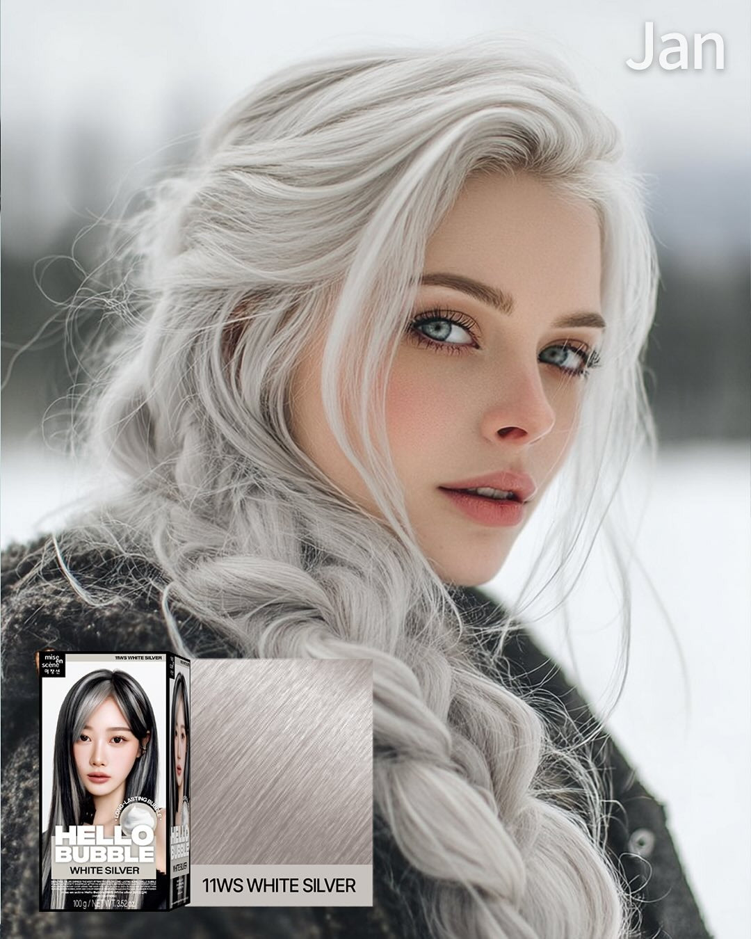 Thuốc Nhuộm Tóc Mise En Scene Hello Bubble #11WS White Silver