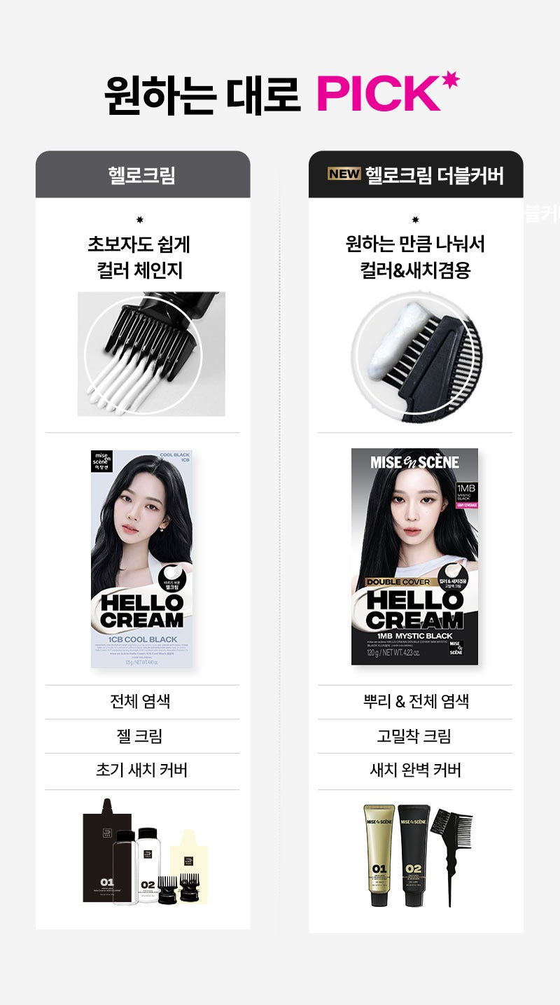 Thuốc Nhuộm Tóc Mise En Scene Hello Cream Double Cover #1MB Mystic Black