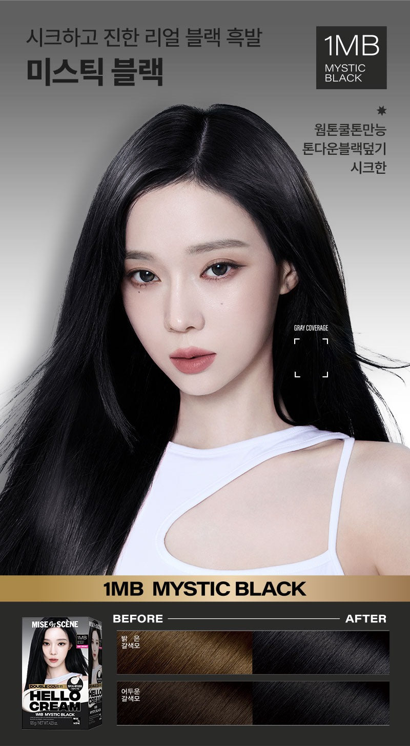 Thuốc Nhuộm Tóc Mise En Scene Hello Cream Double Cover #1MB Mystic Black-Kallos