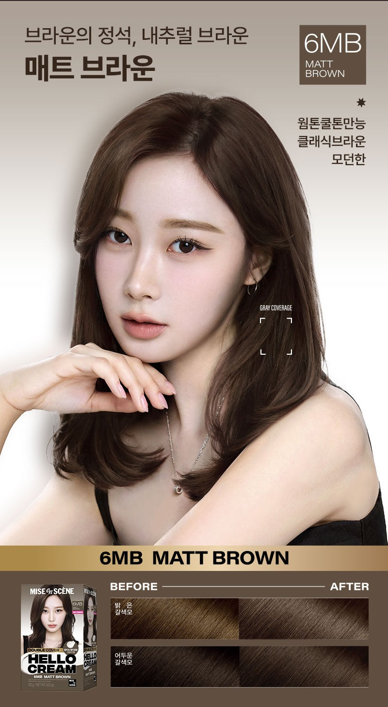 Thuốc Nhuộm Tóc Mise En Scene Hello Cream Double Cover #6MB Matt Brown