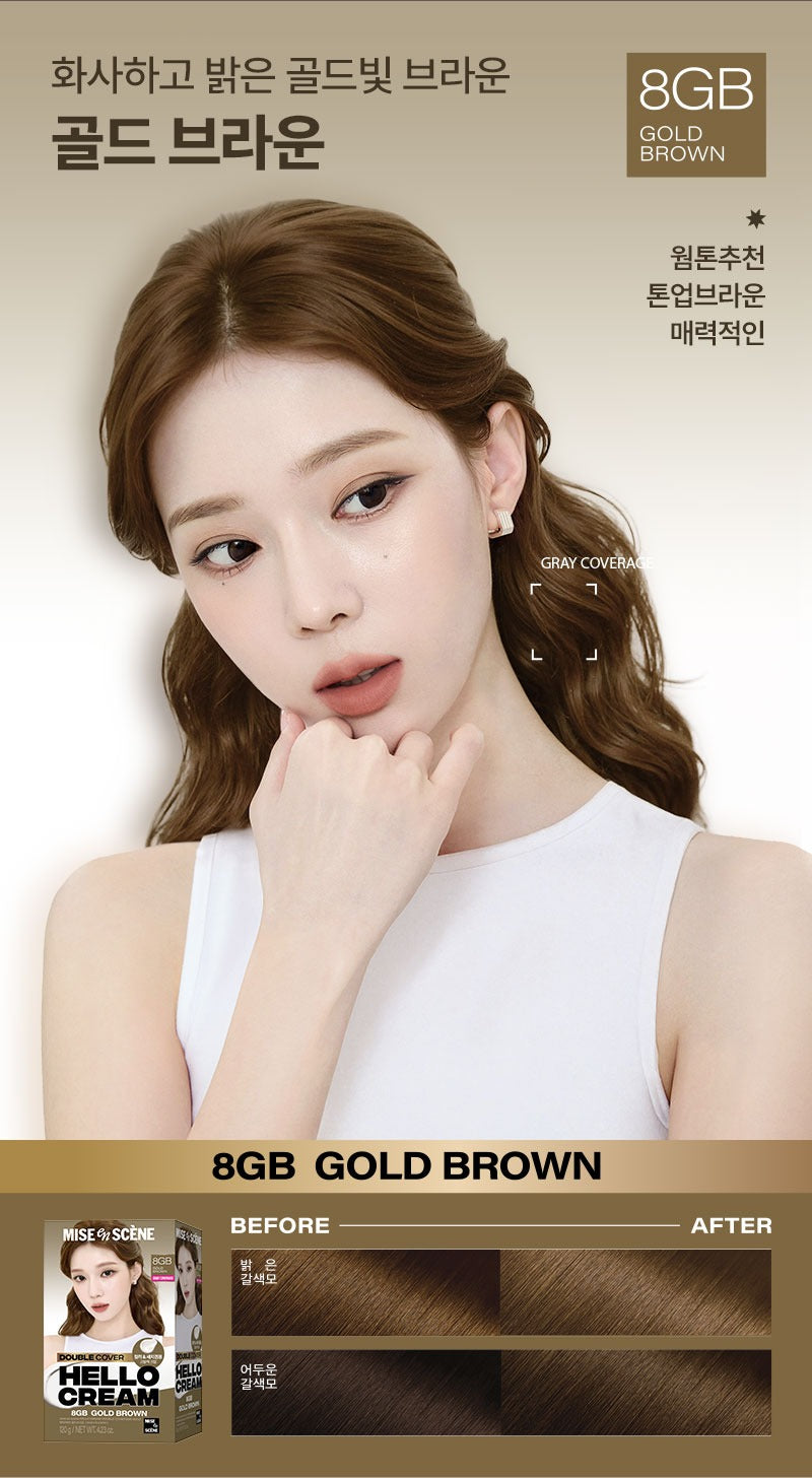 Thuốc Nhuộm Tóc Mise En Scene Hello Cream Double Cover #8GB Gold Brown-Kallos
