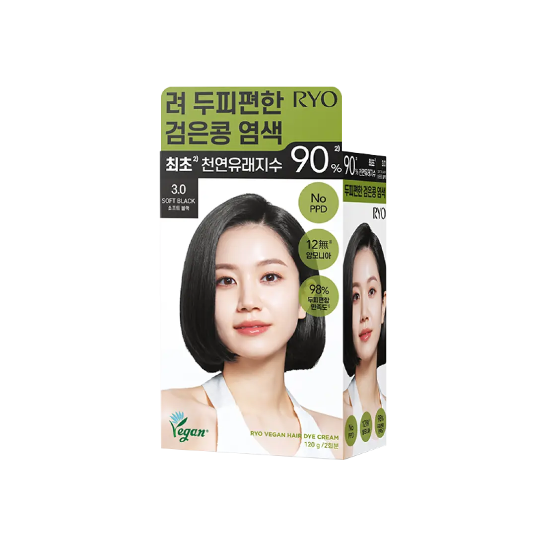 Thuốc Nhuộm Tóc RYO Vegan Hair Dye Cream #3.0 Soft Black