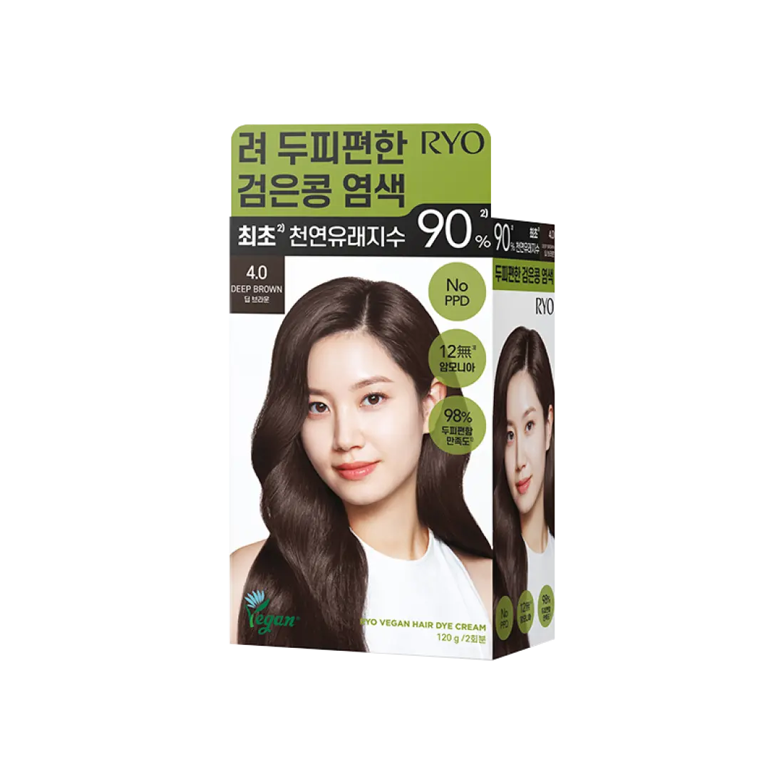 Thuốc Nhuộm Tóc RYO Vegan Hair Dye Cream #4.0 Deep Brown