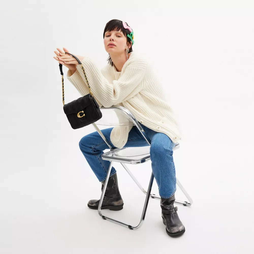 Túi COACH Times Square Tabby Shoulder Bag 17 with Quilting #Brass / Black - Kallos Vietnam