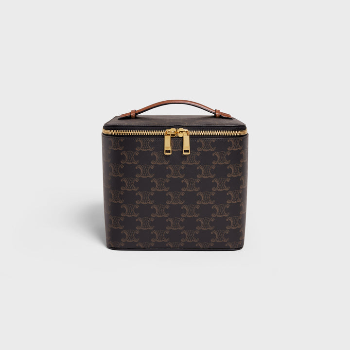 Túi Đựng Nước Hoa CELINE Square Vanity Case In Triomphe Canvas &amp; Calfskin 