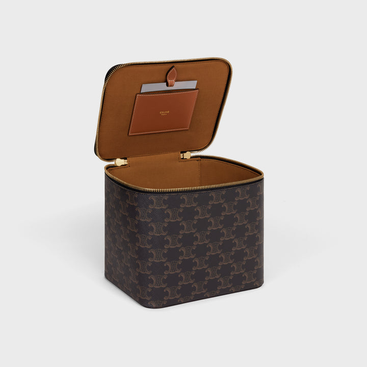 Túi Đựng Nước Hoa CELINE Square Vanity Case In Triomphe Canvas &amp; Calfskin 