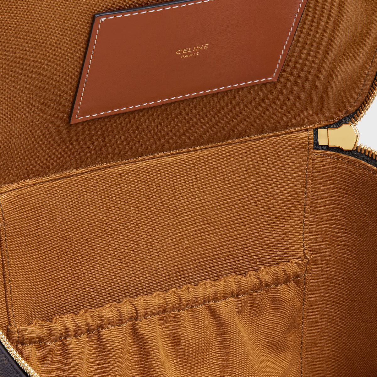 Túi Đựng Nước Hoa CELINE Square Vanity Case In Triomphe Canvas & Calfskin #Tan - Kallos Vietnam