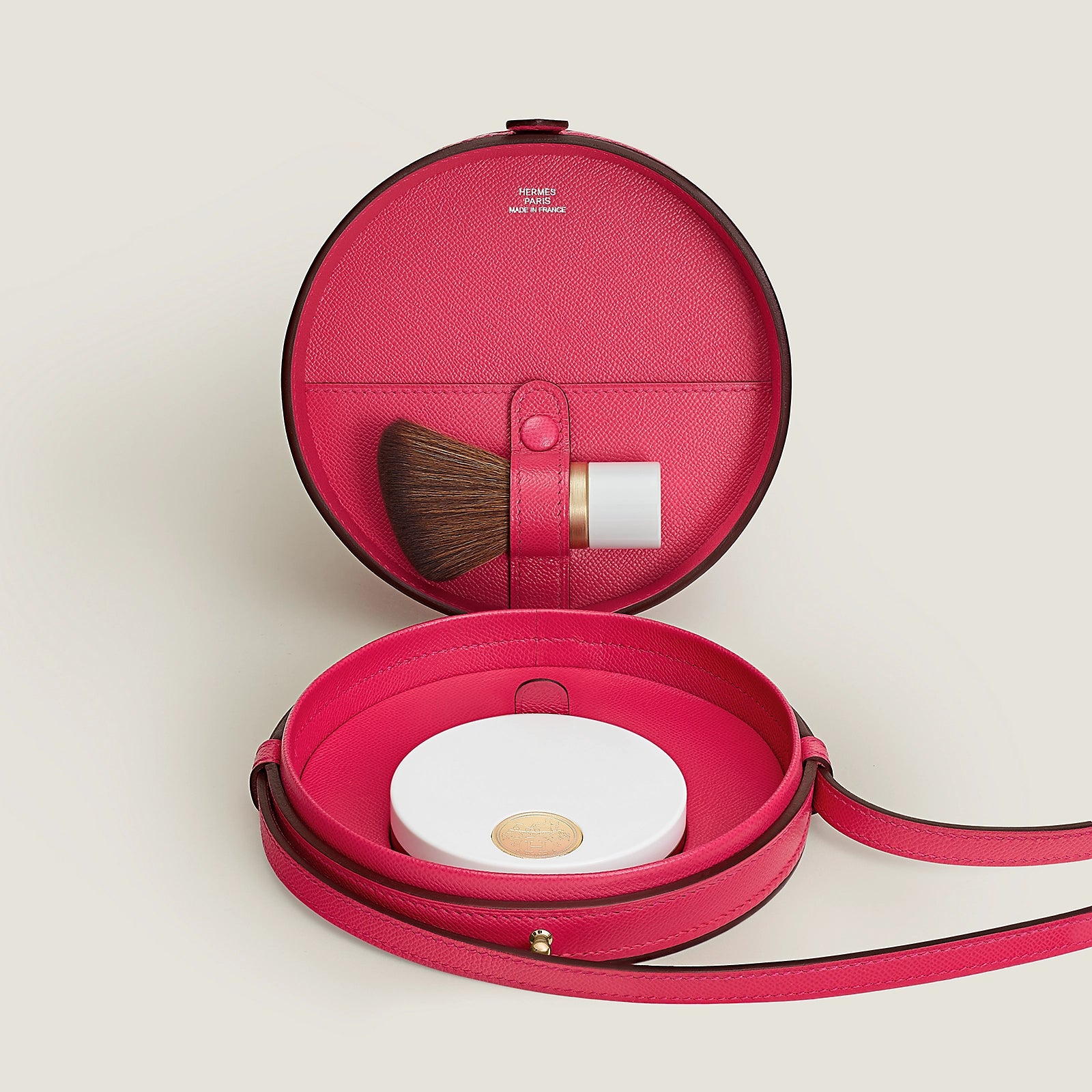 Túi Đựng Phấn HERMÈS H Beaute Powder Bag #Rose Extrême - Kallos Vietnam