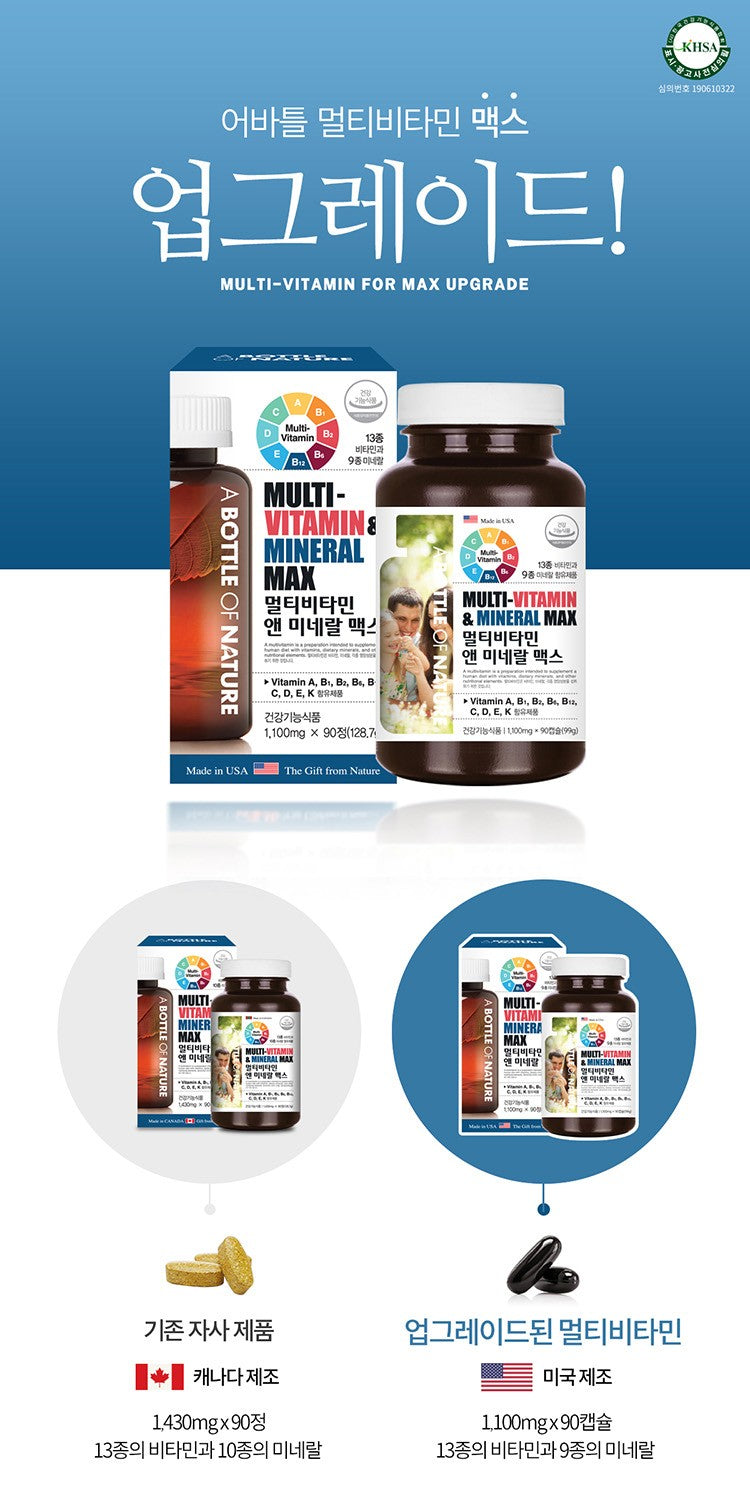 Viên A Bottle Of Nature Multivitamin & Mineral MAX #90 Capsules-Kallos