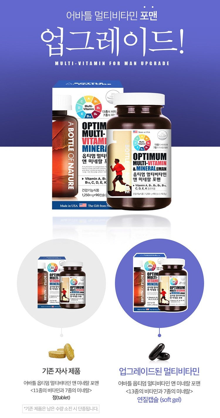 Viên A Bottle Of Nature Optimum Multivitamin & Mineral For Men #90 Tablets-Kallos