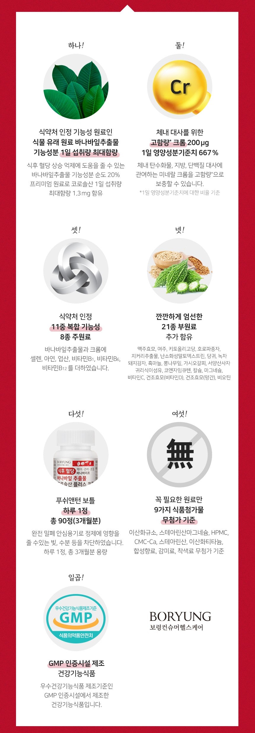 Viên BORYUNG Post-Meal Blood Sugar Care Banaba Leaf Extract #90 Tablets