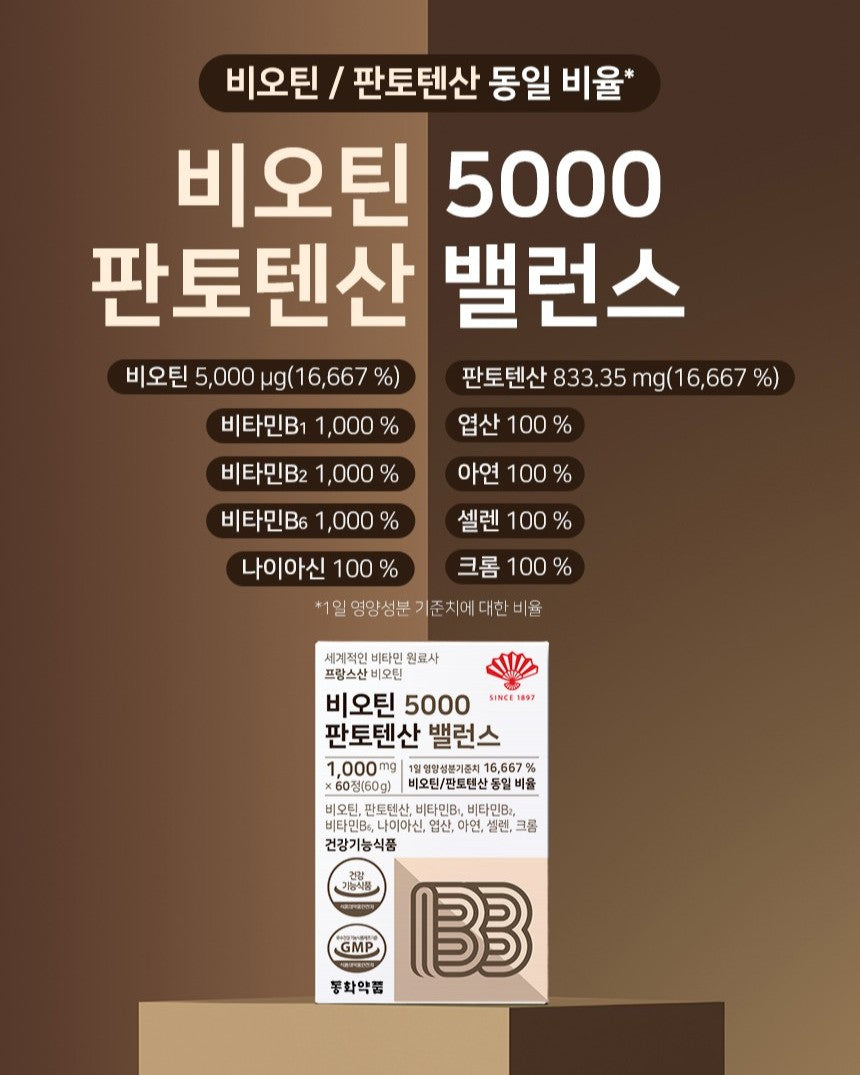 Viên DongWha Biotin 5000 Pantothenic Acid Balance #60 Tablets-Kallos