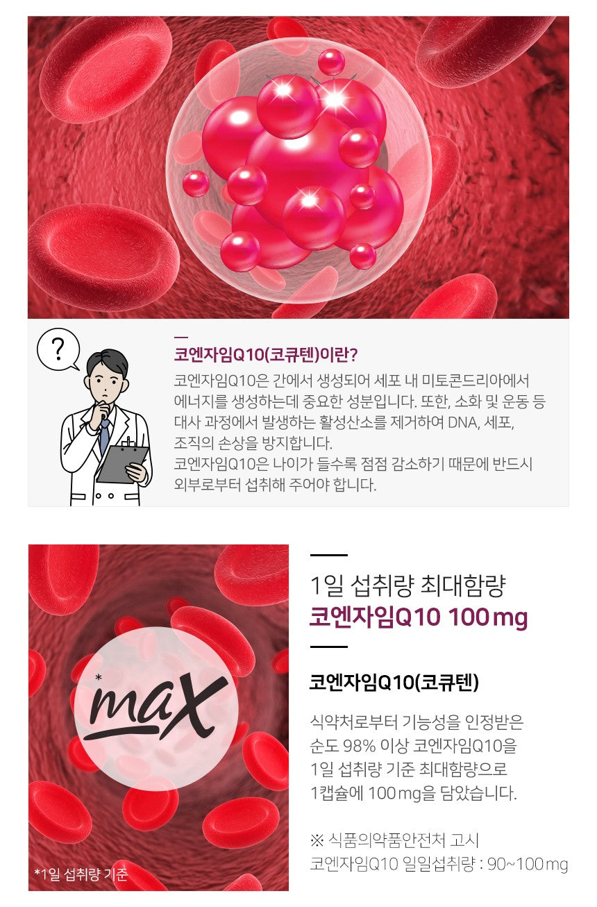 Viên DongWha Pharm CoQ10 Max Blood Pressure Antioxidant Care #60 Capsules-Kallos