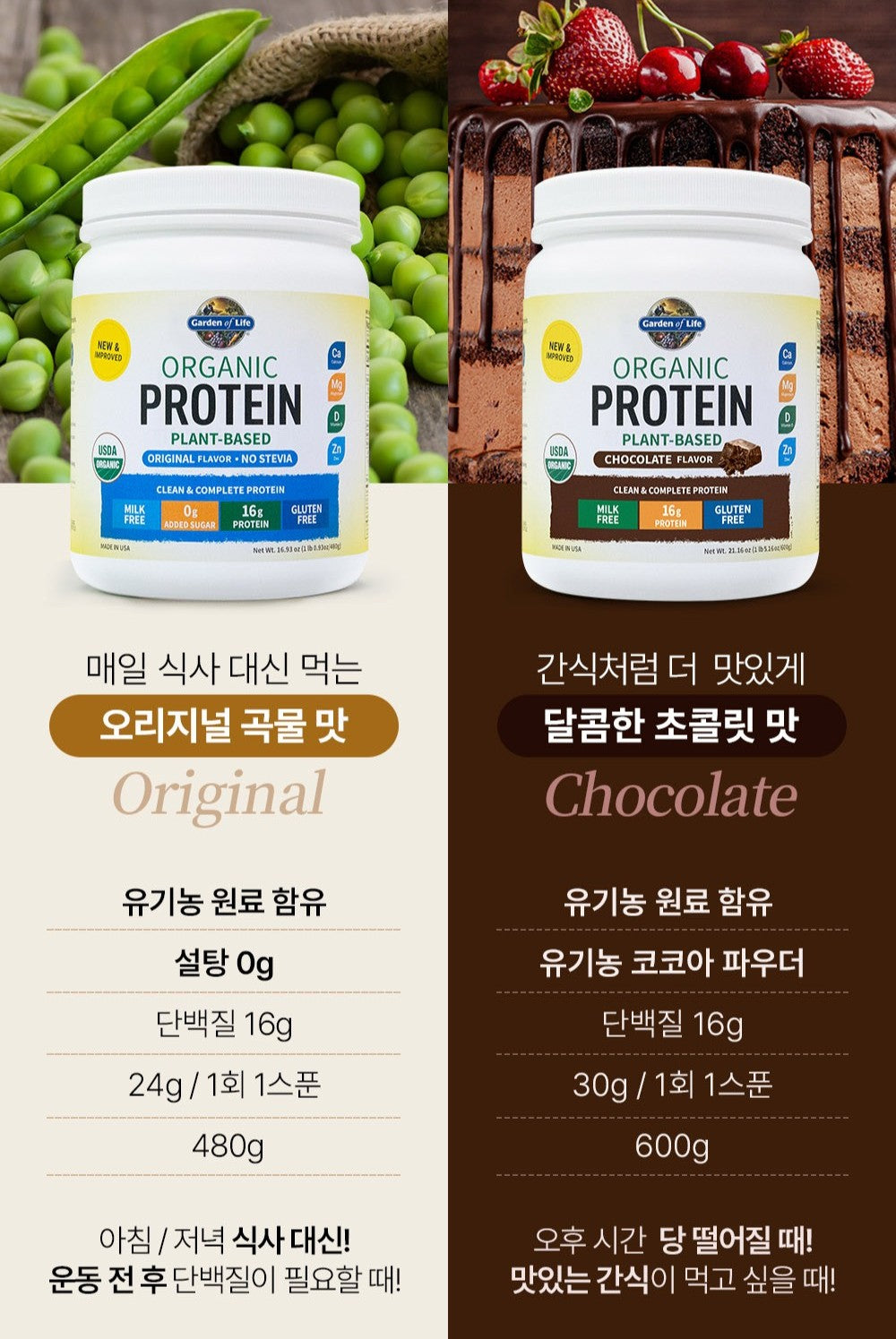 Bột Garden of Life Organic Protein Chocolate Flavor #600 Gram-Kallos