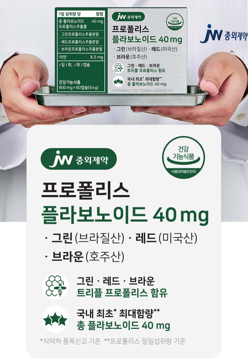 Viên JW Pharm Propolis Flavonoid 40mg #60 Capsules-Kallos