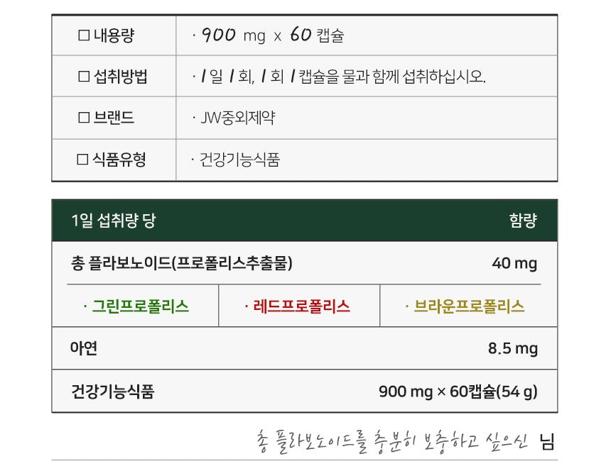 Viên JW Pharm Propolis Flavonoid 40mg #60 Capsules