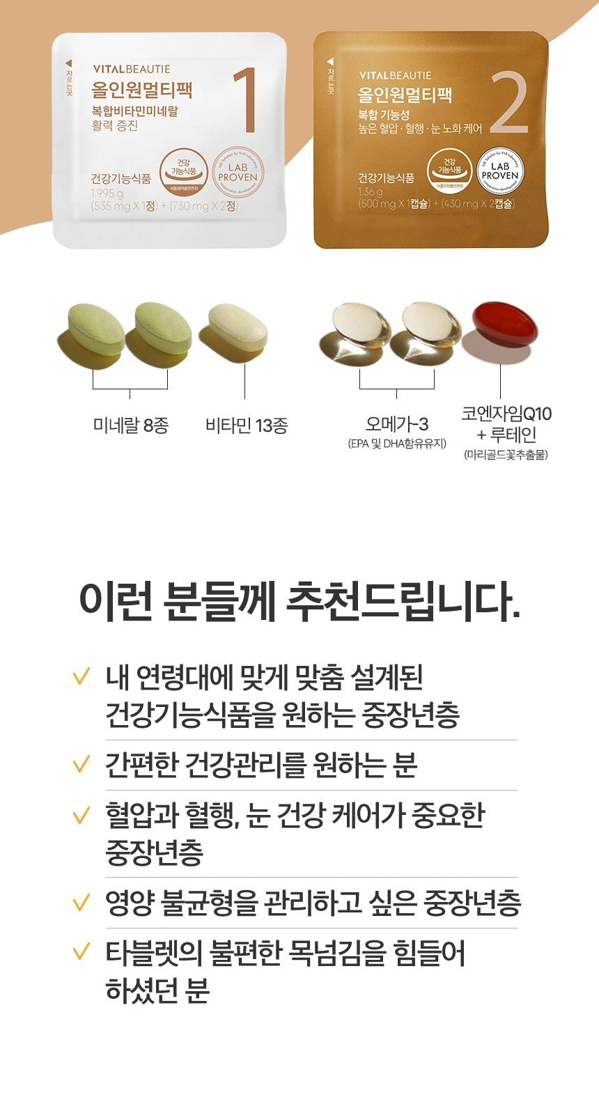 Viên Vitamin Tổng Hợp Vital Beautie All In One Multi Pack-Kallos