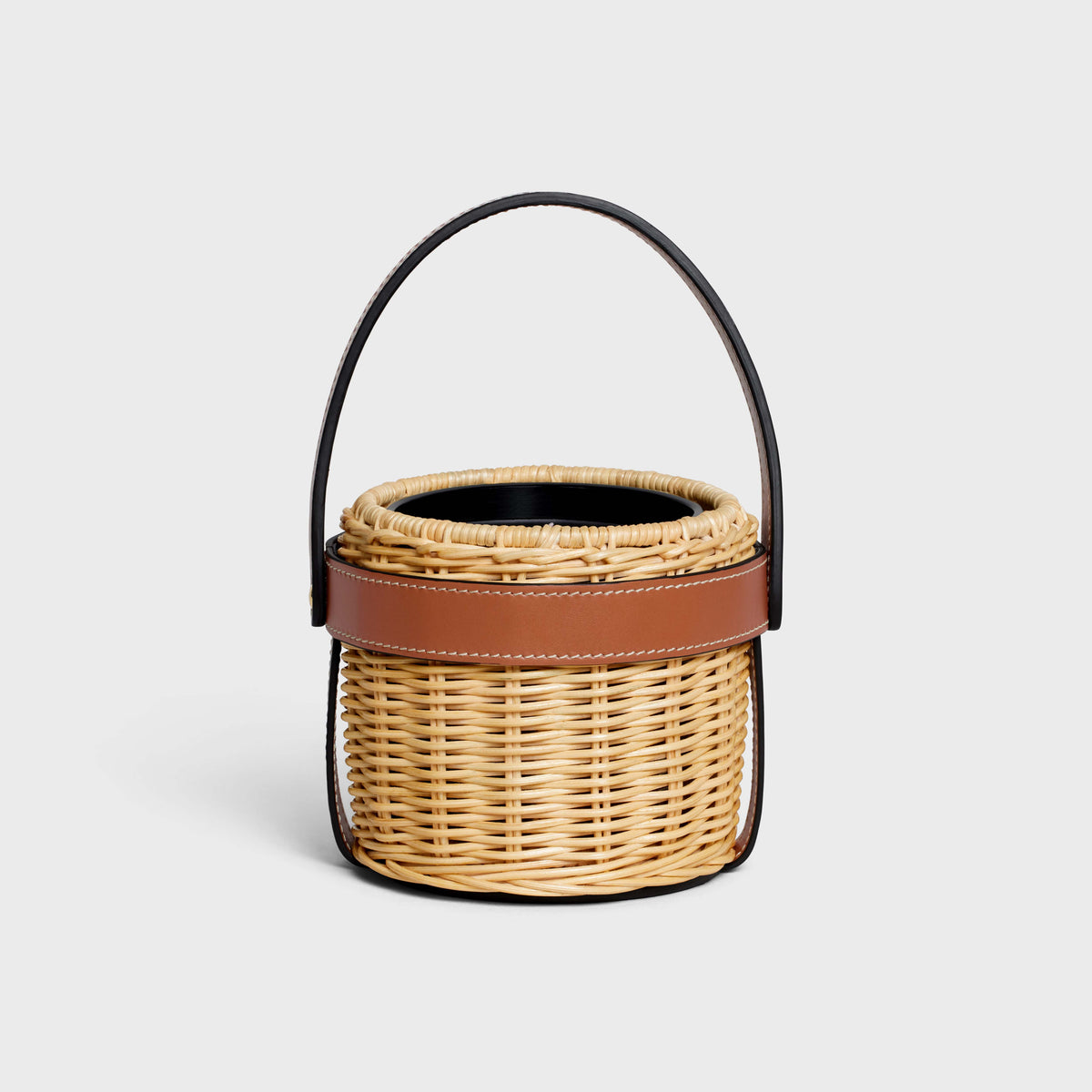 Vỏ Đựng Nến Thơm CELINE Candle Holder In Rattan And Calfskin #Tan - Kallos Vietnam