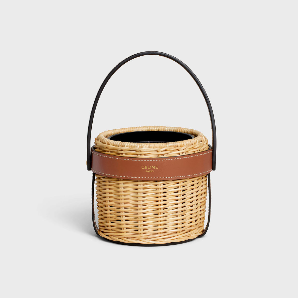 Vỏ Đựng Nến Thơm CELINE Candle Holder In Rattan And Calfskin #Tan - Kallos Vietnam