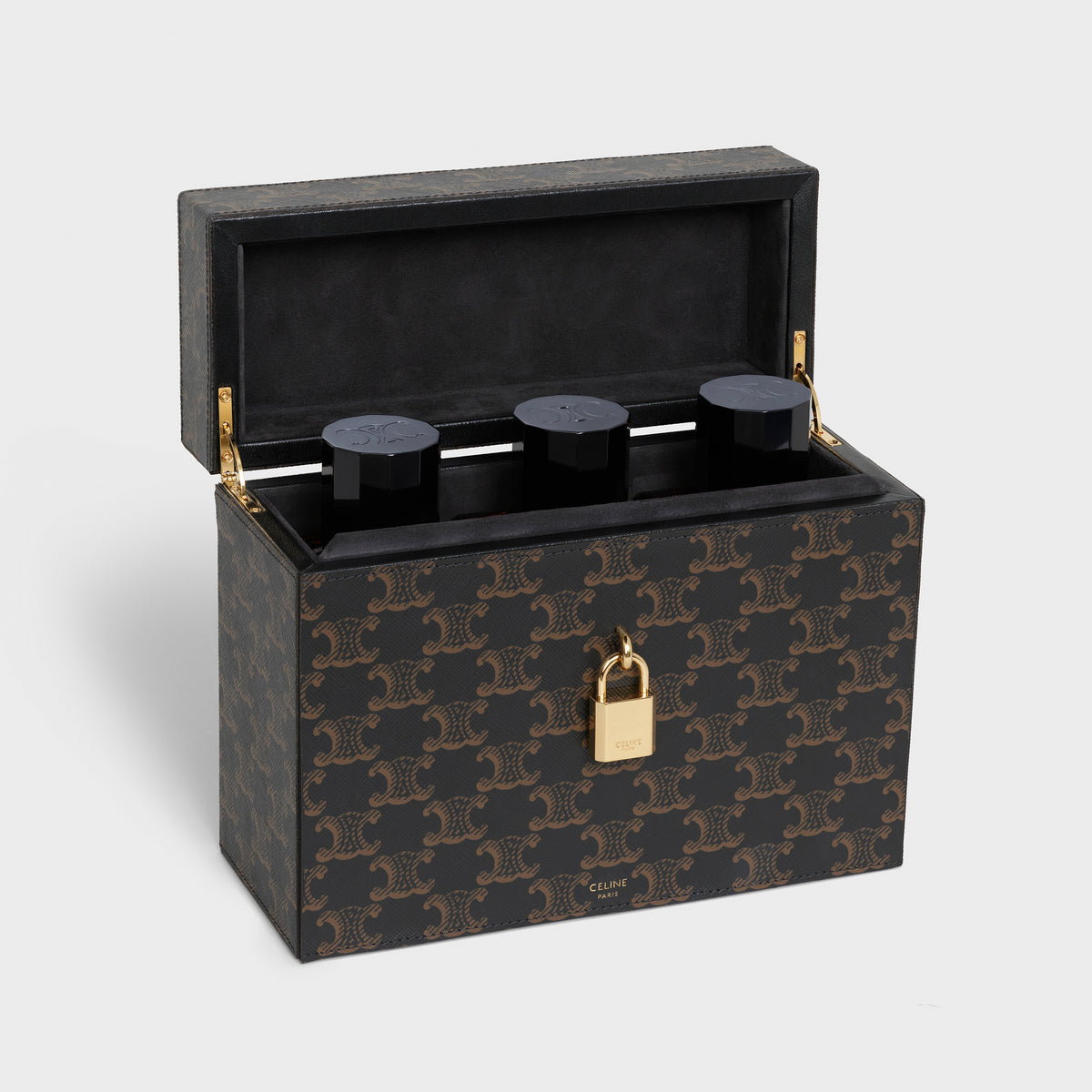 Hộp Đựng Nước Hoa CELINE Case 3 Perfumes 200 mL In Triomphe Canvas & Natural Calfskin - Kallos Vietnam