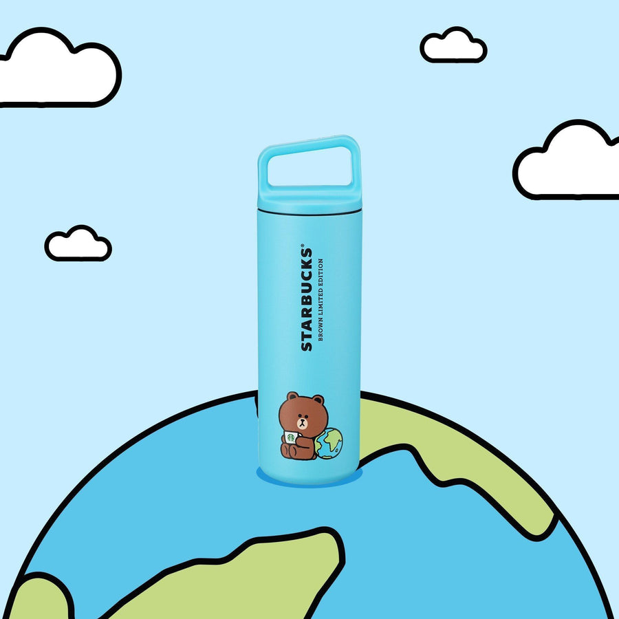 Bình Nước Starbucks Line Friends Brown Earth Day Stainless Steel Blue Water Bottle - Kallos Vietnam