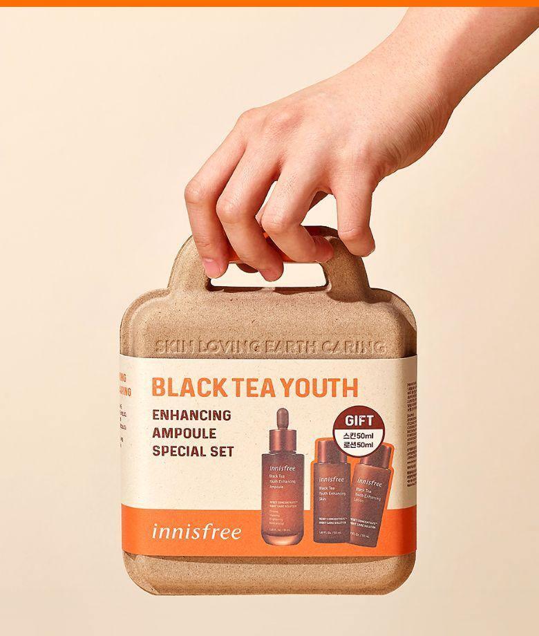 Bộ Dưỡng Da Innisfree Black Tea Youth Enhancing Ampoule Special Set - Kallos Vietnam