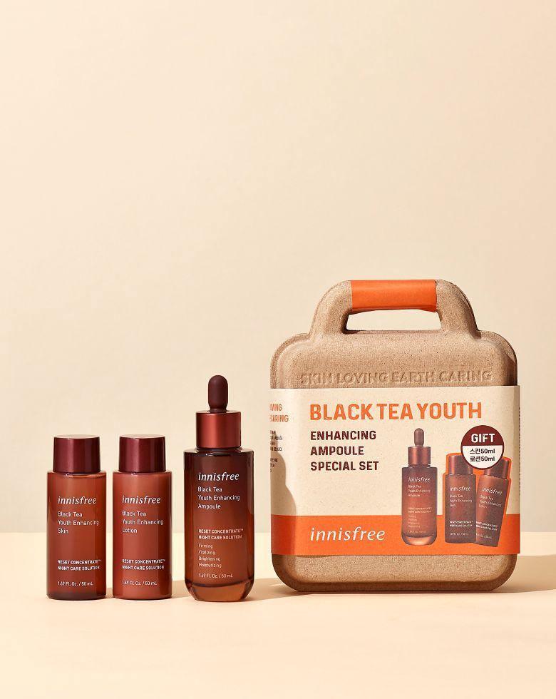 Bộ Dưỡng Da Innisfree Black Tea Youth Enhancing Ampoule Special Set - Kallos Vietnam